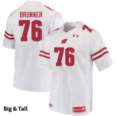 Men's Wisconsin Badgers NCAA #76 Tommy Brunner White Authentic Under Armour Big & Tall Stitched College Football Jersey GF31D74JJ